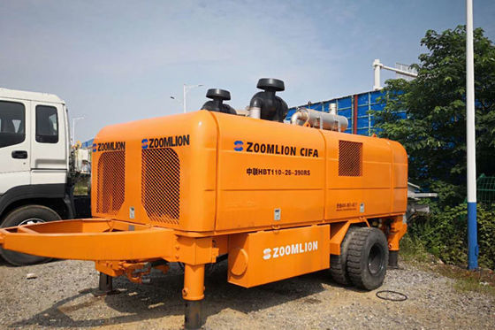 China Zoomlion Trailer Mounted Concrete Pump HBT110-26-390RS With 800L Hopper factory