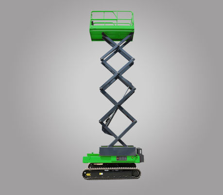 Green Self Leveling Track Scissor Type Aerial Work Platform with 3398kg Weight Capacity